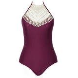 MC Wine Halter One-piece Swimsuit